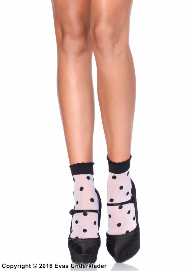 Ankle socks, small ruffles, polka dot